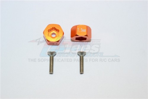 GPM Racing Axial Yeti Jr.™ Aluminum Front Hex Adapters-4Pc Set Orange