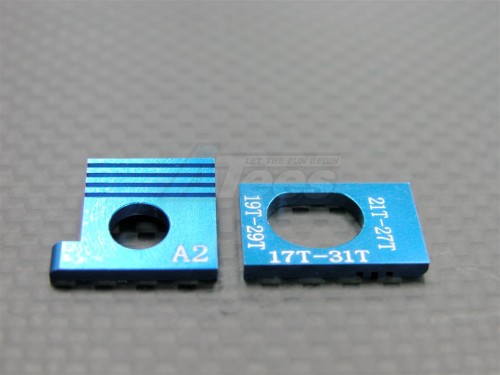 GPM Racing Kyosho Mini-Z AWD Aluminum Motor Spacer (motor Gear 17t With Main Gear 31t ) (motor Gear 19t With Main Gear 29t) (motor Gear 21t With Main Gear 27t) - 1 Pair Blue