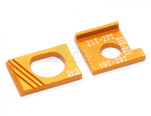 GPM Racing Kyosho Mini-Z AWD Aluminum Motor Spacer (motor Gear 17t With Main Gear 31t ) (motor Gear 19t With Main Gear 29t) (motor Gear 21t With Main Gear 27t) - 1 Pair Gold