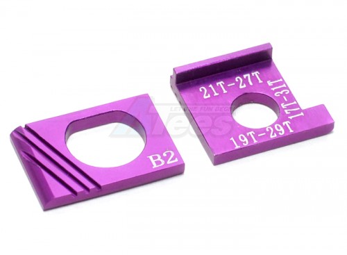 GPM Racing Kyosho Mini-Z AWD Aluminum Motor Spacer (motor Gear 17t With Main Gear 31t ) (motor Gear 19t With Main Gear 29t) (motor Gear 21t With Main Gear 27t) - 1 Pair Purple