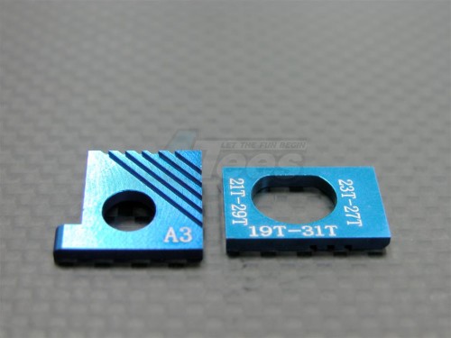 GPM Racing Kyosho Mini-Z AWD Aluminum Motor Spacer (motor Gear 19t With Main Gear 31t ) (motor Gear 21t With Main Gear 29t) (motor Gear 23t With Main Gear 27t) - 1 Pair Blue