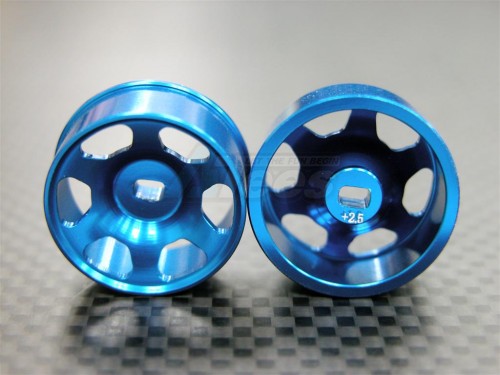 GPM Racing Kyosho Mini-Z AWD Aluminum Front Or Rear Sinkage Rims (6p, 2.5mm Off Set, Width 8.5mm) - 1 Pair Blue