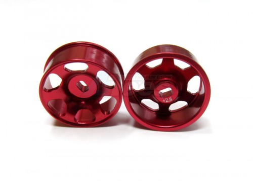 GPM Racing Kyosho Mini-Z AWD Aluminum Front Or Rear Sinkage Rims (6p, 2.5mm Off Set, Width 8.5mm) - 1 Pair Red