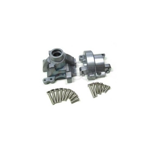 GPM Racing HPI Nitro MT 2 Aluminum Front / Rear Gear Box With Screws - 2pcs Set Gun Metal