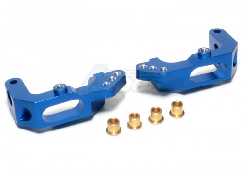 GPM Racing HPI Nitro MT 2 Aluminum Front C-Hub (10 Degree Caster) With Flanged Bronze Collars - 1 Pair Set Blue
