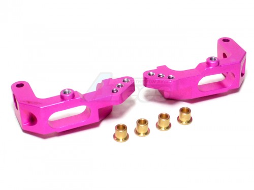 GPM Racing HPI Nitro MT 2 Aluminum Front C-hub (10 Degree Caster) With Flanged Bronze Collars - 1pr Set Pink