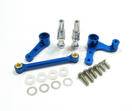 GPM Racing HPI Nitro MT 2 Aluminum Bearing Steering Assembly - Exclude Bearing With Collars& Shims& Screws-1 Set Blue