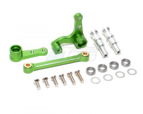 GPM Racing HPI Nitro MT 2 Aluminum Steering Assembly With Screws & Washers & Delrin Collars & Steering Posts - 3pcs Set Green