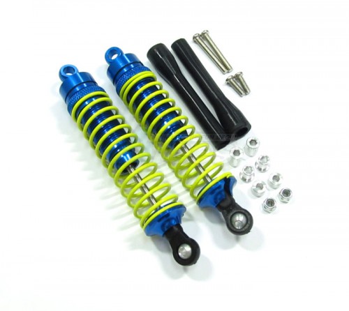 GPM Racing HPI Nitro MT 2 Aluminum Front Damper ( 100mm ) With Screws & 3mm Lock Nuts & Aluminum Collars & Plastic Black Dust - Proof 1 Pair Set Blue