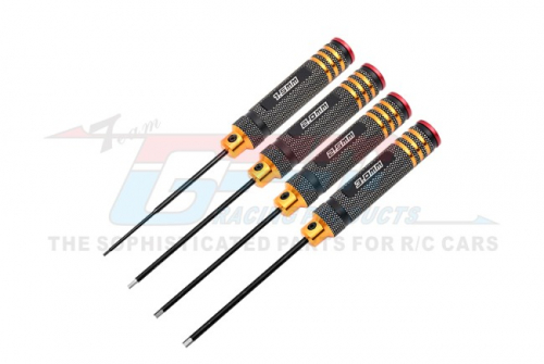 GPM Racing Miscellaneous All Metric Hex Driver Wrench Set 4Pcs Set Hex 1.5/2.0/2.5/3.0mm Ti Tips Black