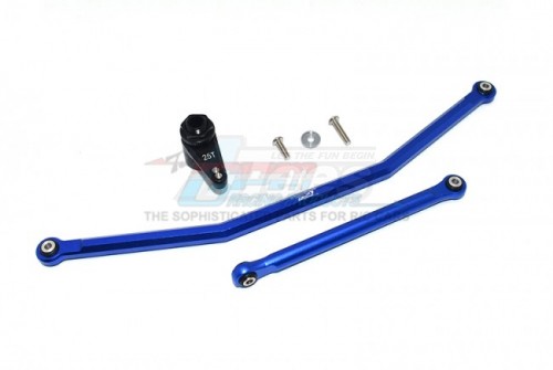GPM Racing Axial RBX10 Aluminium Front Steering Tie Rods + Aluminium 7075 25T Servo Horn W. Built-In Spring (2 Positioning Holes) - 6Pcs Set Blue
