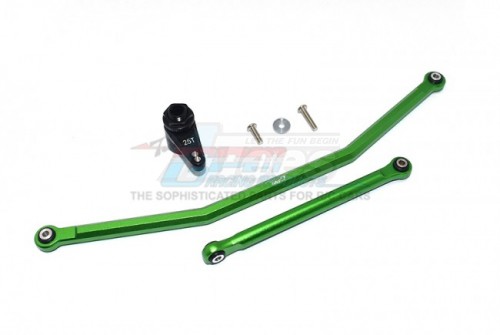 GPM Racing Axial RBX10 Aluminium Front Steering Tie Rods + Aluminium 7075 25T Servo Horn W. Built-In Spring (2 Positioning Holes) - 6Pcs Set Green