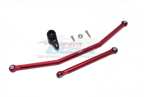 GPM Racing Axial RBX10 Aluminium Front Steering Tie Rods + Aluminium 7075 25T Servo Horn W. Built-In Spring (2 Positioning Holes) - 6Pcs Set Red