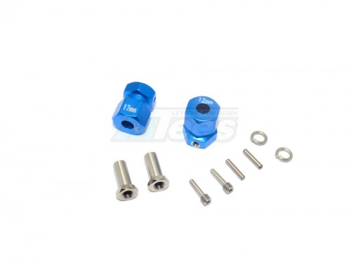 GPM Racing Axial RR10 Bomber Aluminium Wheel Hex Adapter (Inner 5MM Outer 12MM Thickness 17MM) - 2Pcs Set Blue