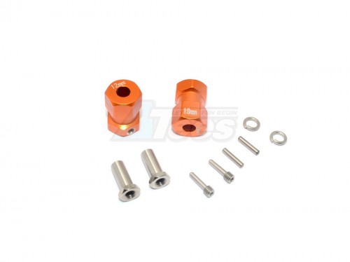 GPM Racing Axial RR10 Bomber Aluminium Wheel Hex Adapter (Inner 5MM Outer 12MM Thickness 19MM) - 2Pcs Set Orange