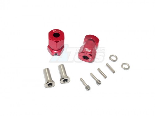 GPM Racing Axial RR10 Bomber Aluminium Wheel Hex Adapter (Inner 5MM Outer 12MM Thickness 19MM) - 2Pcs Set Red