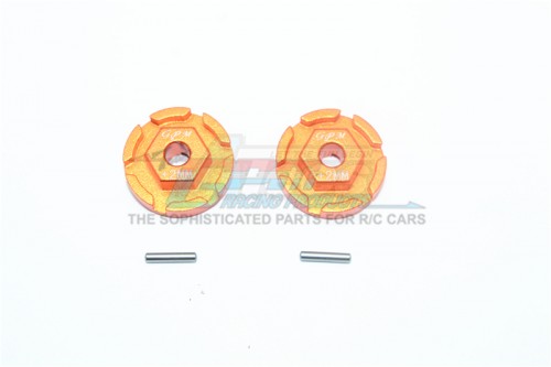 GPM Racing Traxxas Rustler VXL Aluminium Hex Adapter (+2MM) - 4Pcs Set (For 67076-4) Orange