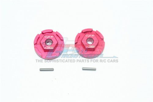 GPM Racing Traxxas Rustler VXL Aluminium Hex Adapter (+2MM) - 4Pcs Set (For 67076-4) Red