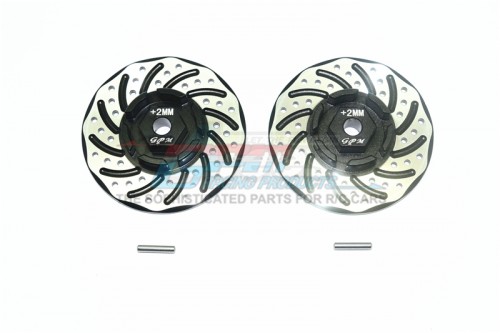 GPM Racing Traxxas Rustler VXL Aluminium + 2MM Hex With Brake Disk With Silver Lining - 4PcS Set (For 67076-4) Black