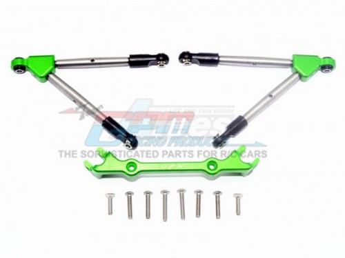 GPM Racing Traxxas Rustler VXL Aluminium Front Tie Rods With Stabilizer (For 67076-4) Green