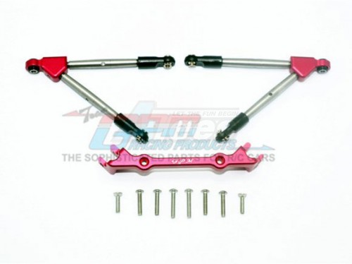 GPM Racing Traxxas Rustler VXL Aluminium Front Tie Rods With Stabilizer (For 67076-4) Red