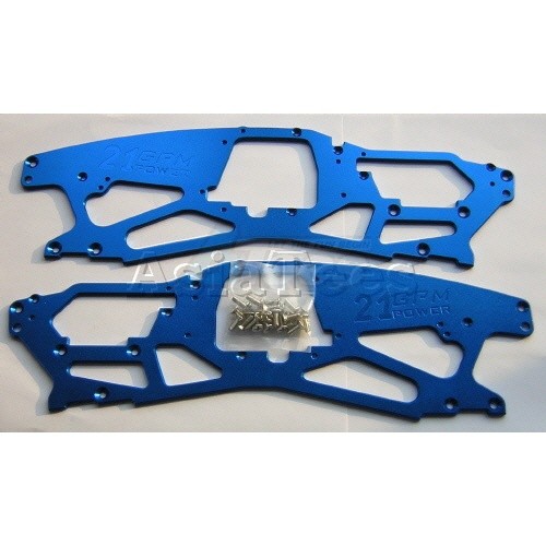 GPM Racing HPI Savage 21 Aluminum 3mm Chassis With Screws - 1 Pair Blue