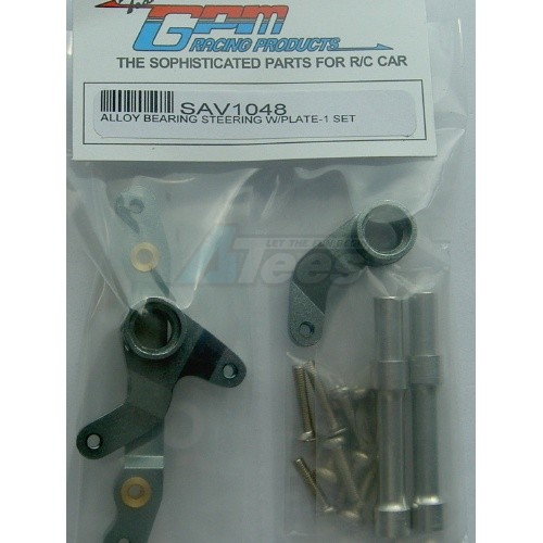 GPM Racing HPI Savage 21 Aluminum Bearing Steering with Plate - 1 Set Gun Metal