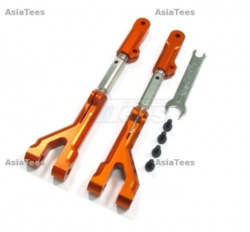 GPM Racing HPI Savage 21 Aluminum Front Or Rear Adjustable Upper Arm (Steel Tie Rod) With Screws & Hex Wrench - 1 Pair Set Orange