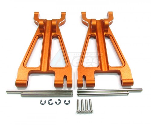 GPM Racing HPI Savage Flux Aluminum Front / Rear Adjustable Lower Arm With Screws & Pins & Delrin Collars & E-clips 1 Pair Set Orange