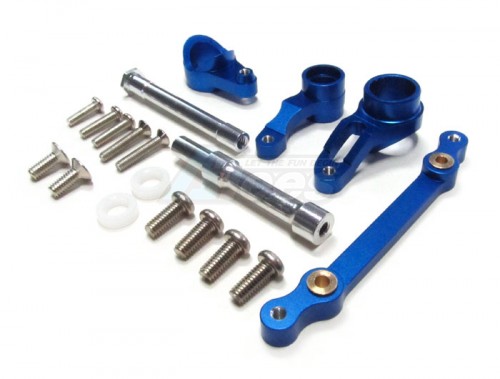 GPM Racing HPI Savage Flux Aluminum Steering Assembly - 4 Pcs Set (Sax) Blue