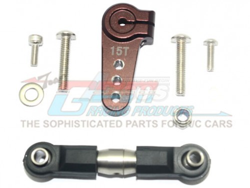 GPM Racing Team Losi 1/6 SUPER BAJA REY 4X4 Aluminium Servo Horn With Stainless Steel Adjustable Tie Rod - 9Pcs Set Brown