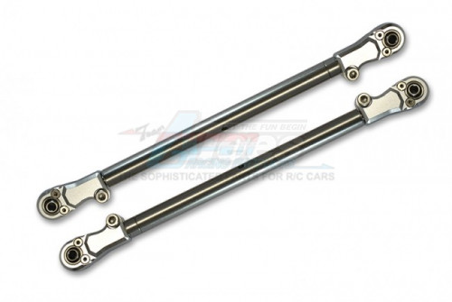 GPM Racing Team Losi Super Baja Rey 2.0 Stainless Steel Adjustable Rear Upper Chassis Link Tie Rods With Aluminium Ends (LOS05021) - 2Pcs Set Silver