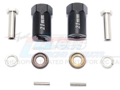GPM Racing Axial SCX10 II Aluminium Hex Adapters 21MM Thick-10Pc Set For AX90046 Black