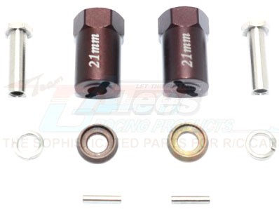 GPM Racing Axial SCX10 II Aluminium Hex Adapters 21MM Thick-10Pc Set For AX90046 Brown