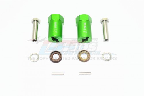 GPM Racing Axial SCX10 II Aluminium Hex Adapters 21MM Thick-10Pc Set For AX90046 Green