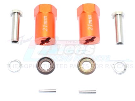 GPM Racing Axial SCX10 II Aluminium Hex Adapters 21MM Thick-10Pc Set For AX90046 Orange