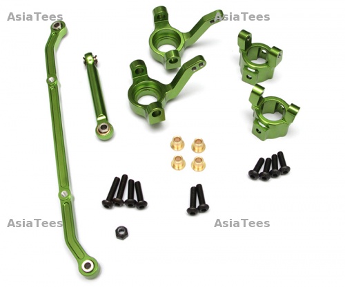 GPM Racing Axial SCX10 Aluminum Front C-Hub & Knuckle Arm (Toe-In 5 Degree) - 4Pcs Set Green