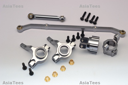 GPM Racing Axial SCX10 Aluminum Front C-Hub & Knuckle Arm (Toe-In 5 Degree) - 4Pcs Set Gun Metal