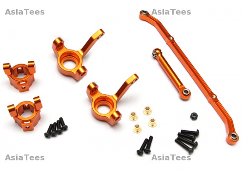 GPM Racing Axial SCX10 Aluminum Front C-Hub & Knuckle Arm (Toe-In 5 Degree) - 4Pcs Set Orange