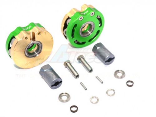 GPM Racing Axial SCX10 Brass Pendulum Wheel Knuckle Axle Weight With Aluminium LID + 21MM Hex Adapter - 14Pcs Set For SCX10 Honcho Green