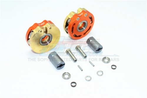 GPM Racing Axial SCX10 Brass Pendulum Wheel Knuckle Axle Weight With Aluminium LID + 21MM Hex Adapter - 14Pcs Set For SCX10 Honcho Orange