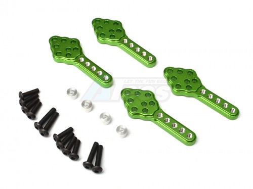 GPM Racing Axial SCX10 Aluminum Front/Rear Adjustable Shock Tower Mount With Multiple Holes (Upward & Downward The Chassis Height ) - 2Prs Set Green