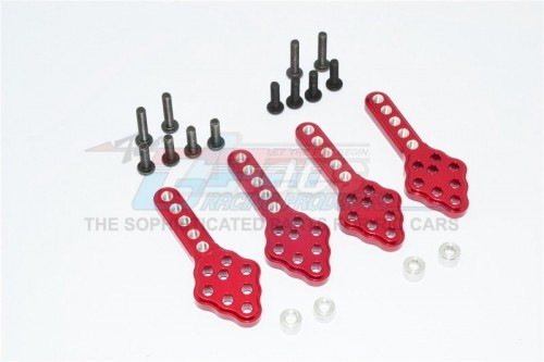 GPM Racing Axial SCX10 Aluminum Front/Rear Adjustable Shock Tower Mount With Multiple Holes (Upward & Downward The Chassis Height ) - 2Prs Set Red