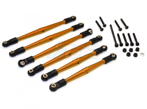 GPM Racing Axial SCX10 Aluminium Adjustable Link Parts For 295MM Wheelbase - 6Pcs Set Orange