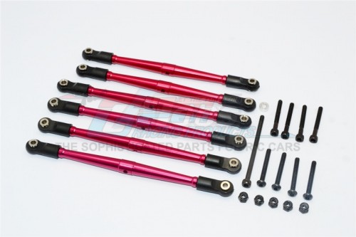 GPM Racing Axial SCX10 Aluminium Adjustable Link Parts For 295MM Wheelbase - 6Pcs Set Red