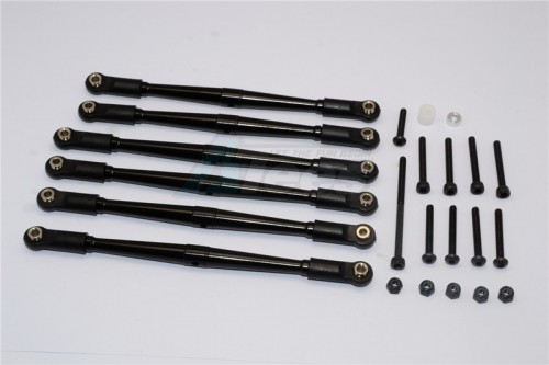 GPM Racing Axial SCX10 Aluminium Adjustable Link Parts For 308MM Wheelbase - 6Pcs Set Black