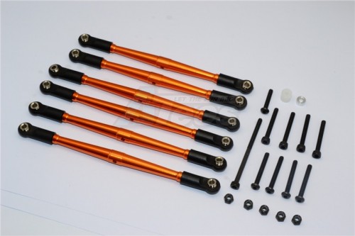 GPM Racing Axial SCX10 Aluminium Adjustable Link Parts For 308MM Wheelbase - 6Pcs Set Orange