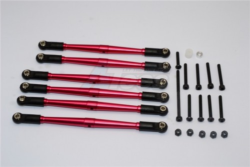 GPM Racing Axial SCX10 Aluminium Adjustable Link Parts For 308MM Wheelbase - 6Pcs Set Red