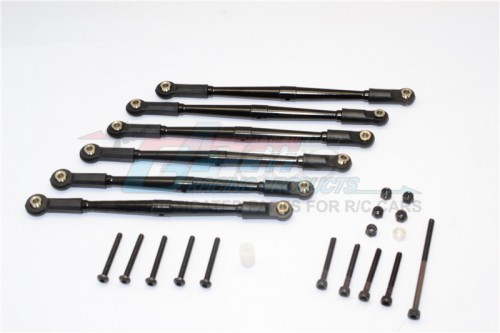 GPM Racing Axial SCX10 Aluminium Adjustable Link Parts For 315MM Wheelbase - 6Pcs Set Black