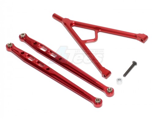 GPM Racing Axial SCX10 Aluminum Front Chassis Links Parts Tree - 3Pcs Set Red